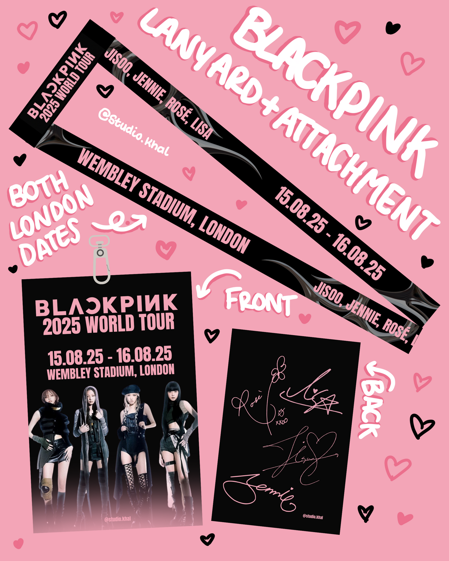 Blackpink London Wembley Lanyard and Attachment + Keychain Set