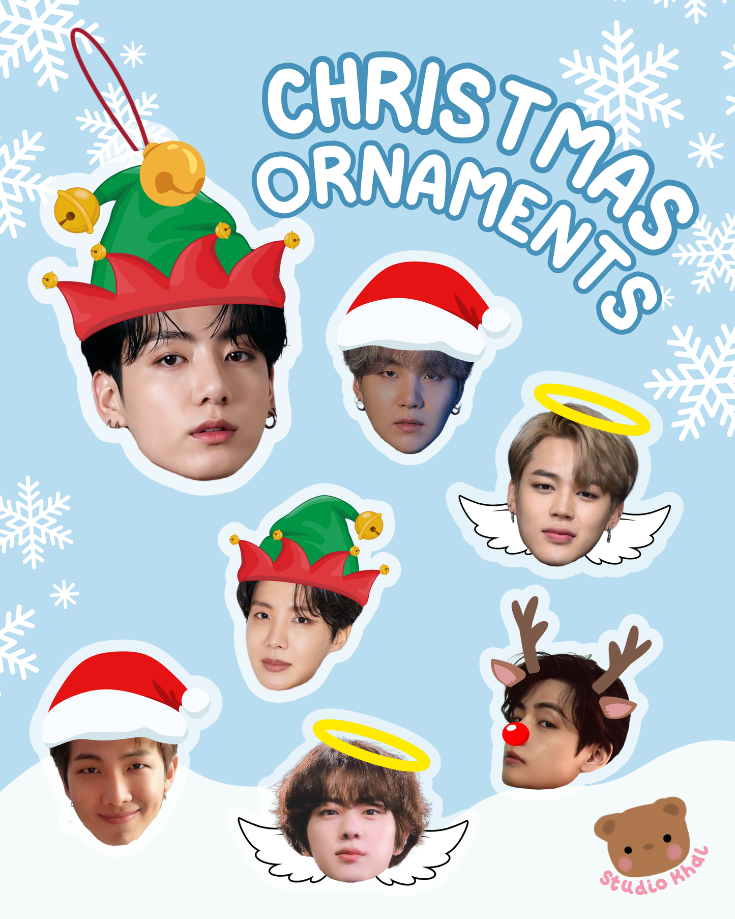 BTS Christmas Ornaments (shipping end of November)