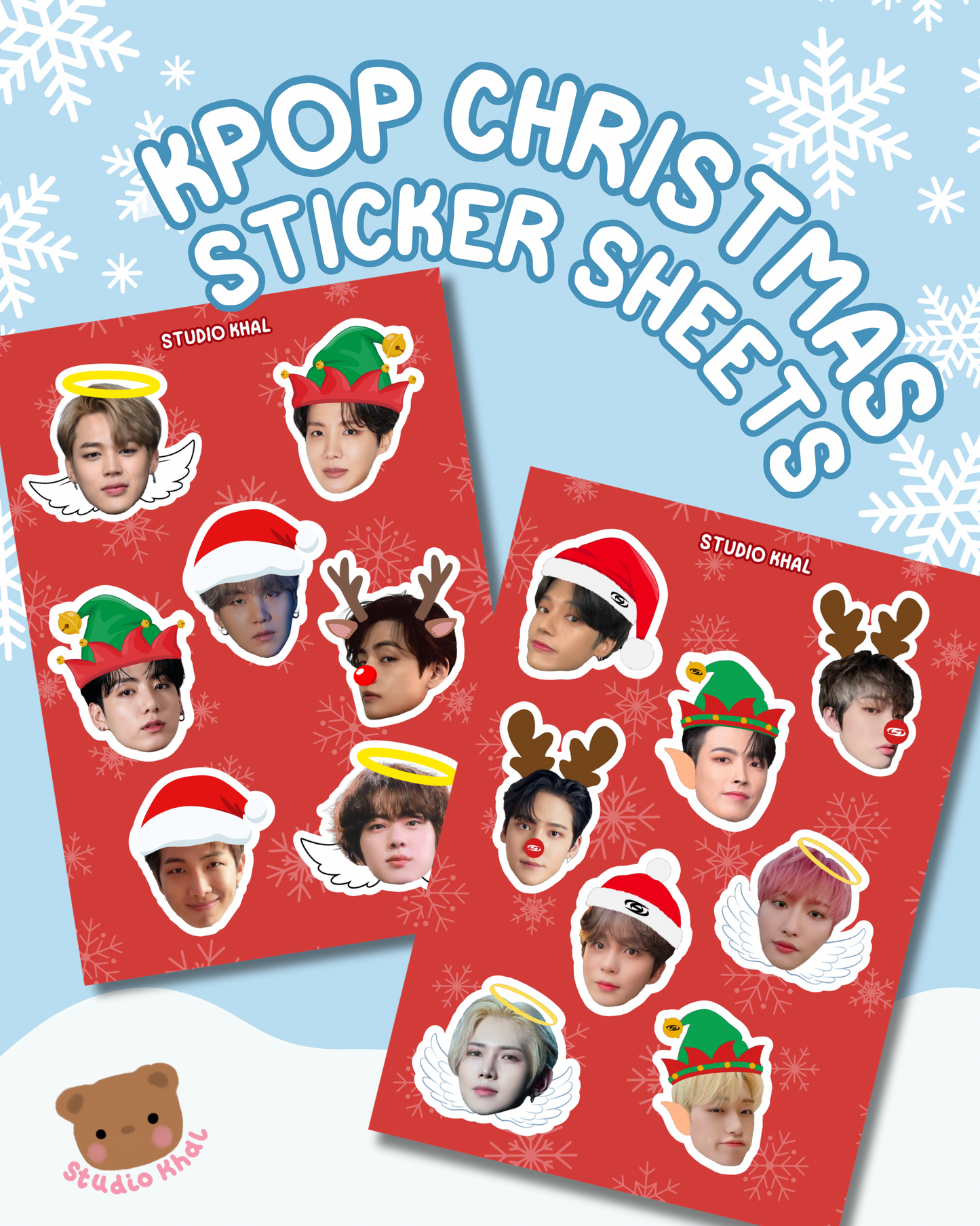 Kpop Christmas A5 Sticker Sheets