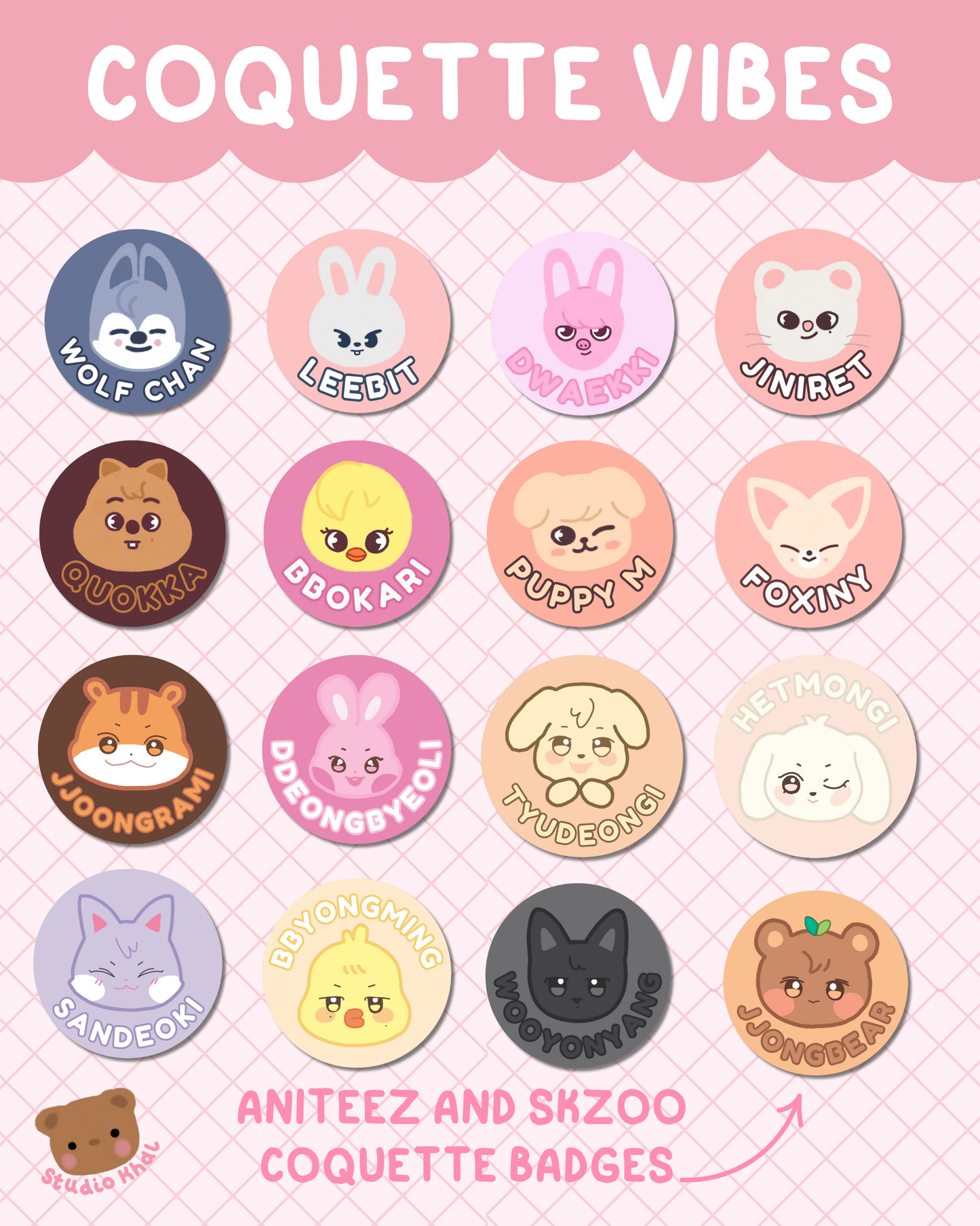 ANITEEZ and SKZOO Name Badges | 25mm