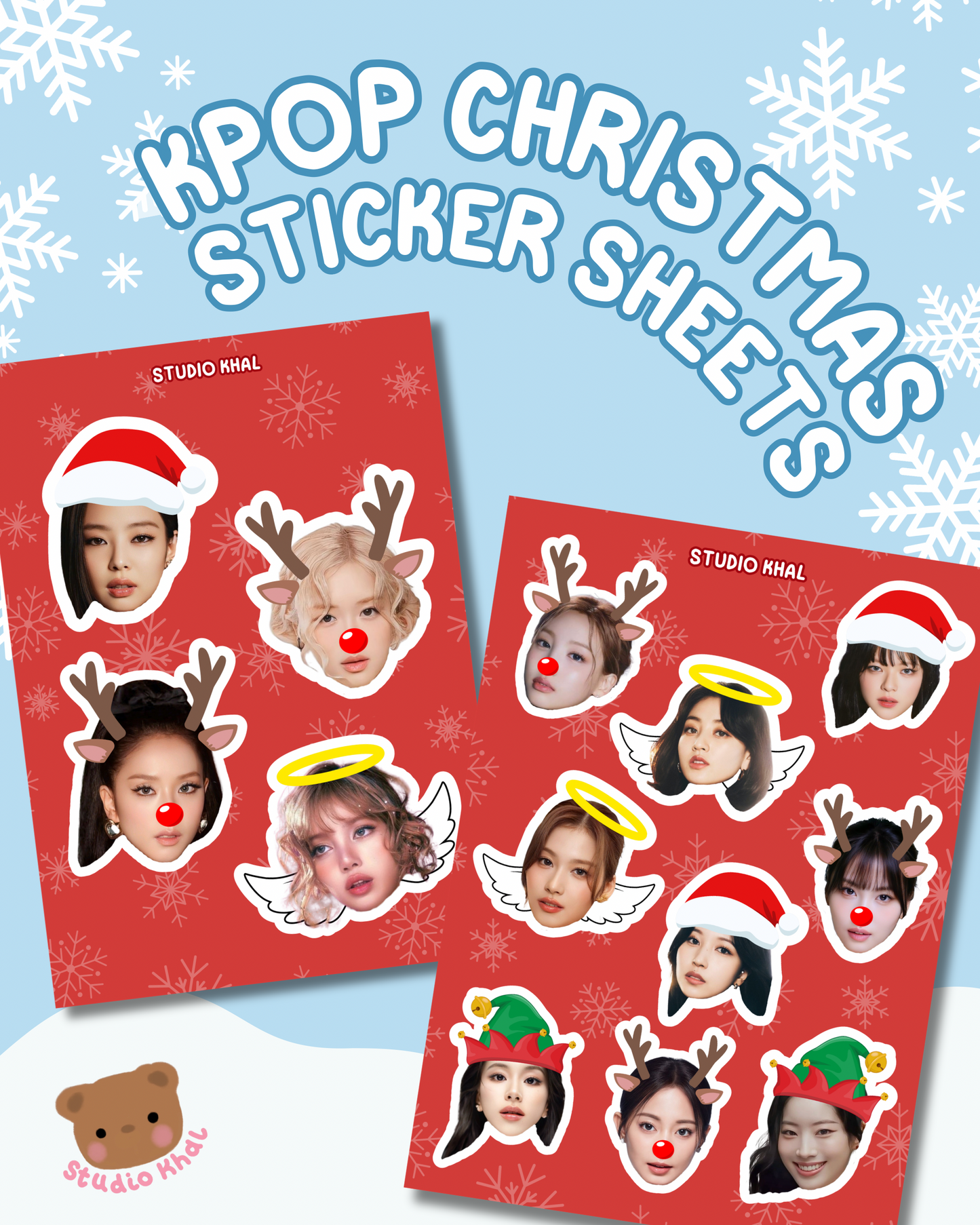 Kpop Christmas A5 Sticker Sheets