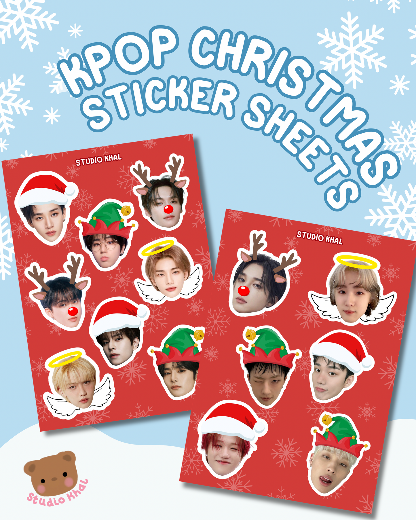 Kpop Christmas A5 Sticker Sheets