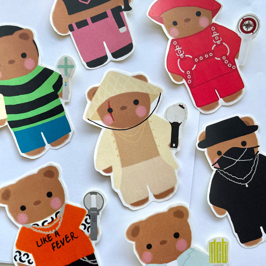 Kpop Fandom Bear Stickers | Kpop